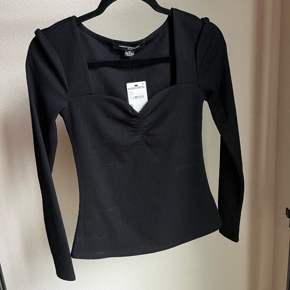 Express Black Ribbed Long Sleeve Top